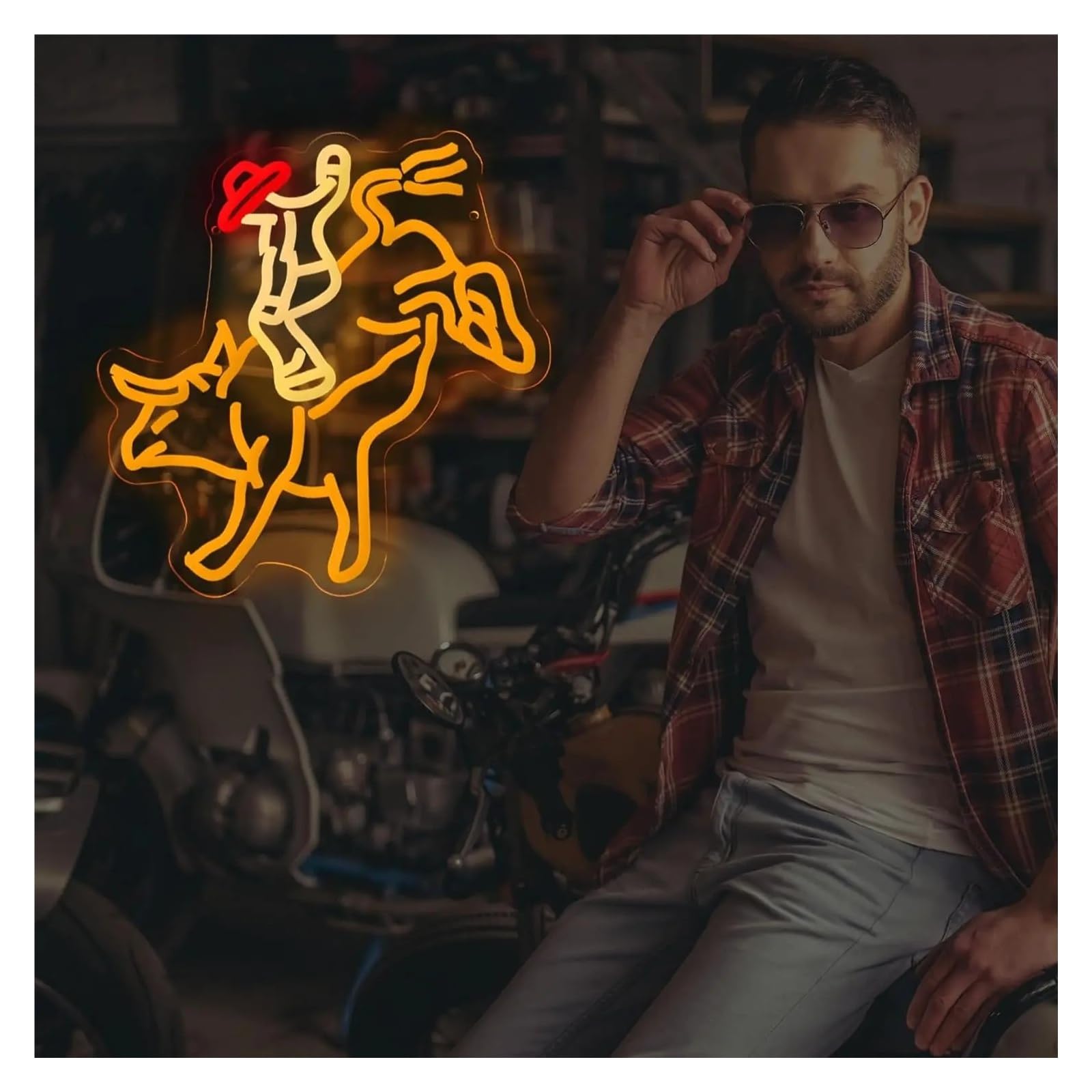 LED néon signe Rodeo – Panneau Néon USB, Lumière LED À Intensité Variable, Pour Bar, Fête D'anniversaire, Salle De Jeu, Décorations Chambre Coucher 12.3x10.3in