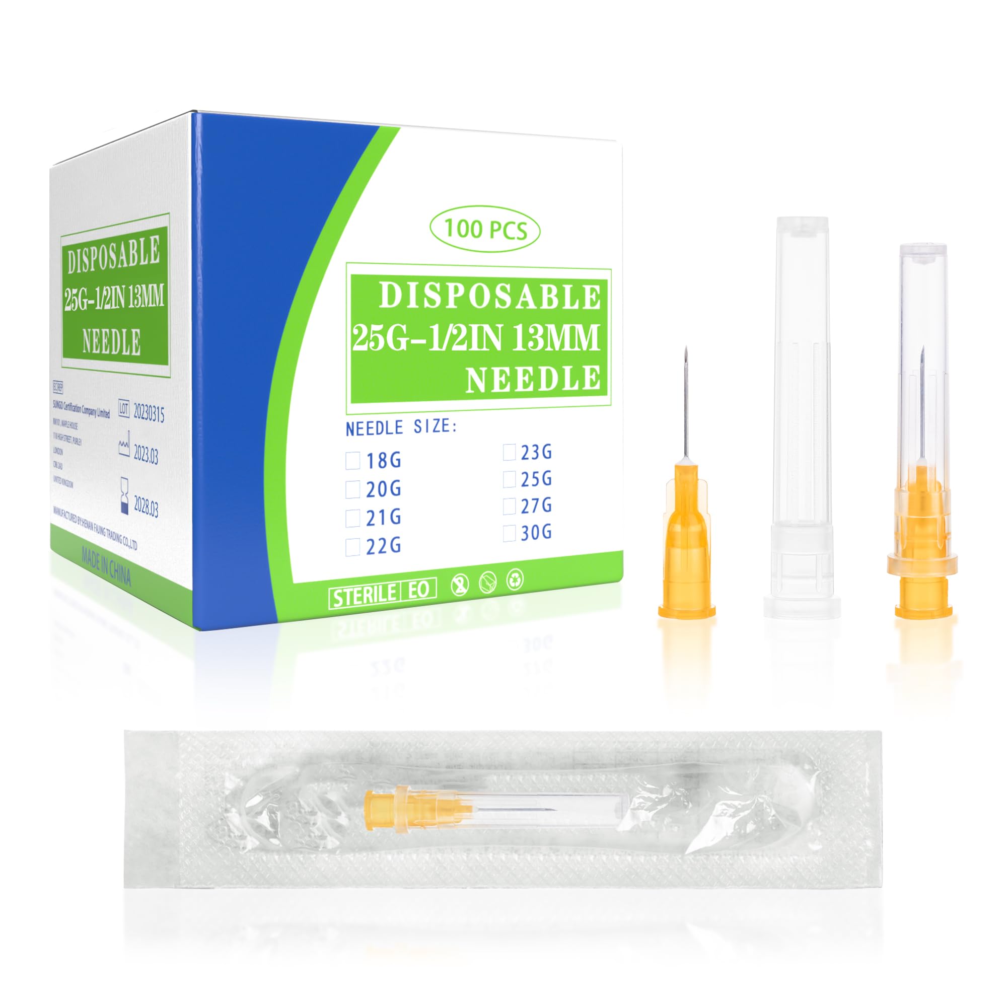 100 Pack 34 Gauge 5/32 Inch Needle, Sterile Luer Lock Needle for Scientific Lab and Industrial Dispensing with Cap, Disposable Individual Package — Amazon image 20