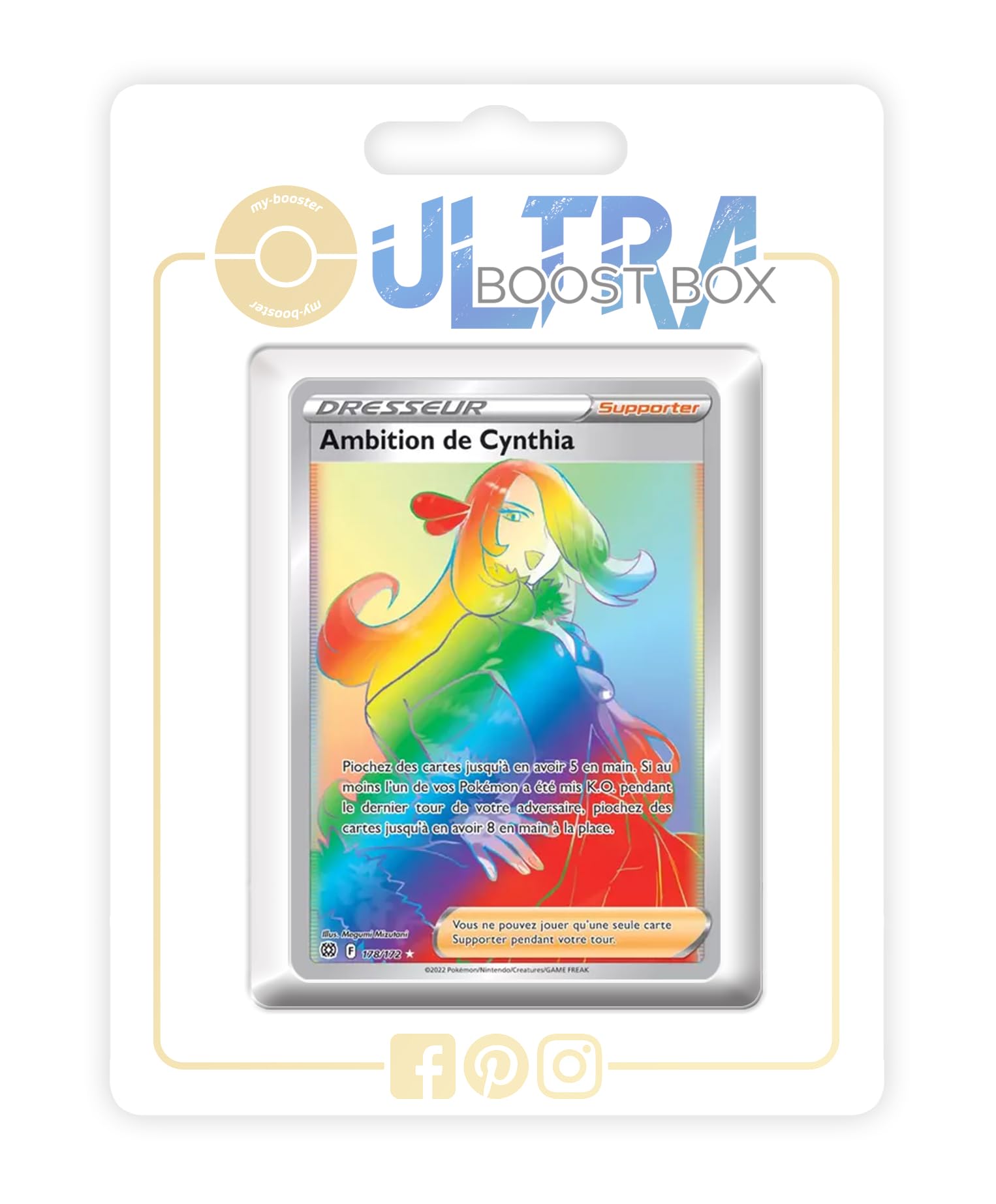 Ambition de Cynthia 178/172 Dresseur Arc en Ciel Secrète - Ultraboost X Epée et Bouclier 9 Stars Étincelantes - Coffret de 10 Cartes Pokémon Françaises