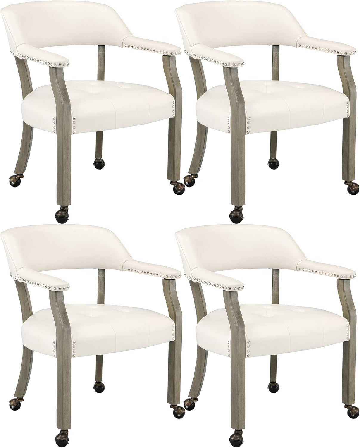 LEEMTORIG Set of 4 Dining Chairs with Casters and Arms