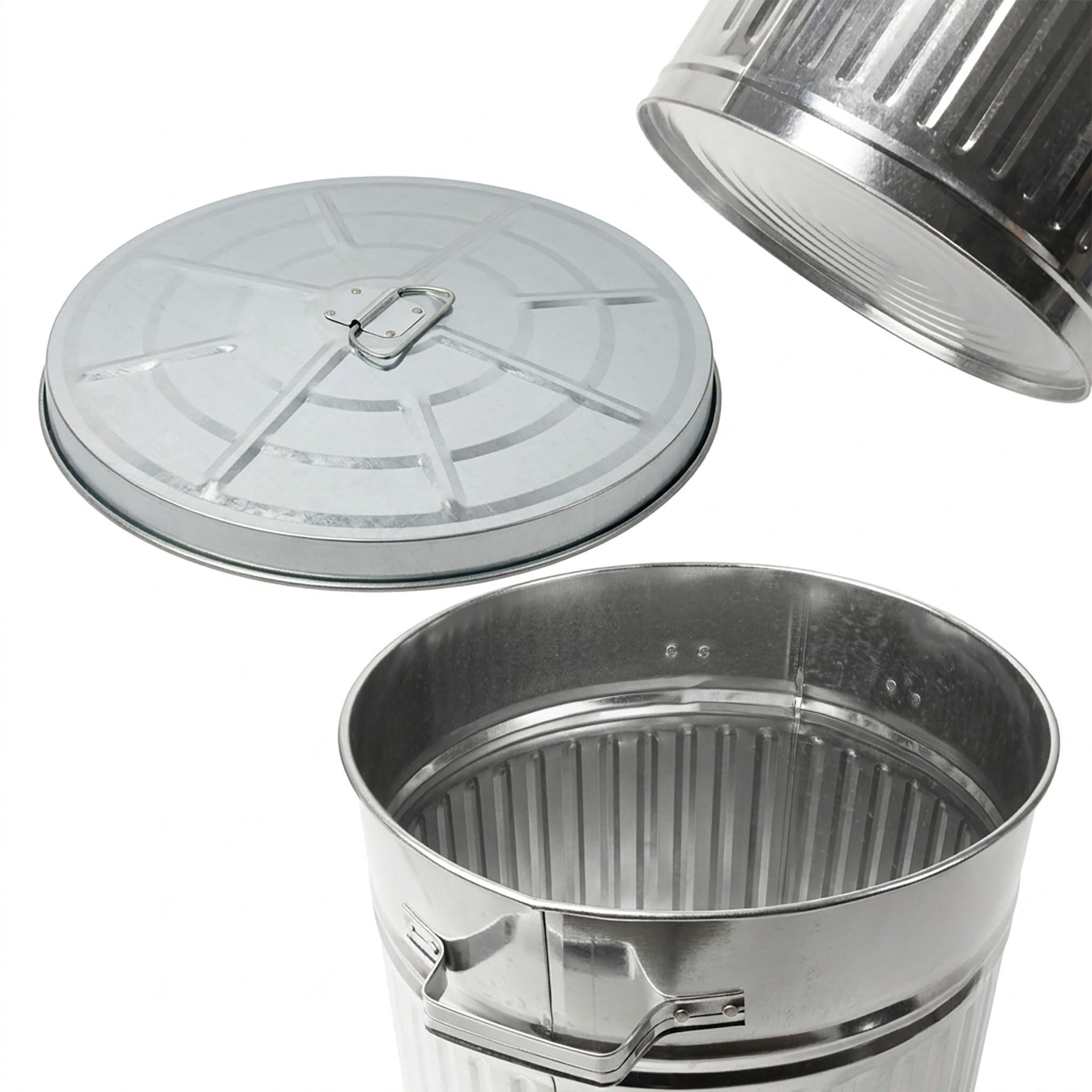 Spetebo – Poubelle en zinc avec couvercle – 55 litres – Taille XXL – Pour l'extérieur