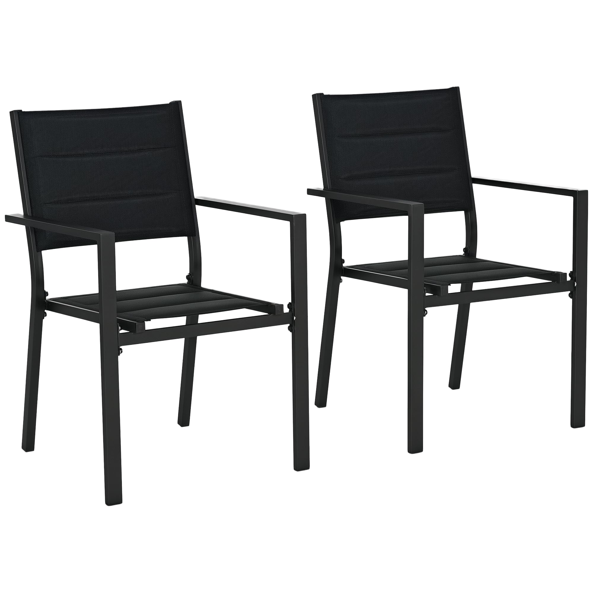 Outsunny Gartenstühle, 2 Stück – Stapelbar, Mit Netzgewebe & Aluminium-Rahmen