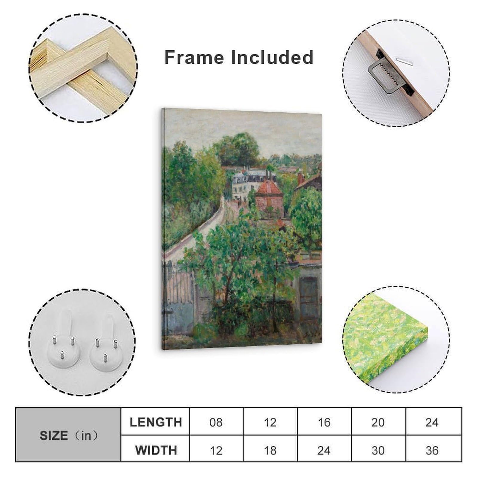generisch View of Sèvres by Alfred Sisley- Impresiones en lienzo modernas, pinturas decorativas para habitación de niños o niñas, murales para sala de estar y pinturas con motivos navideños 30,5 x