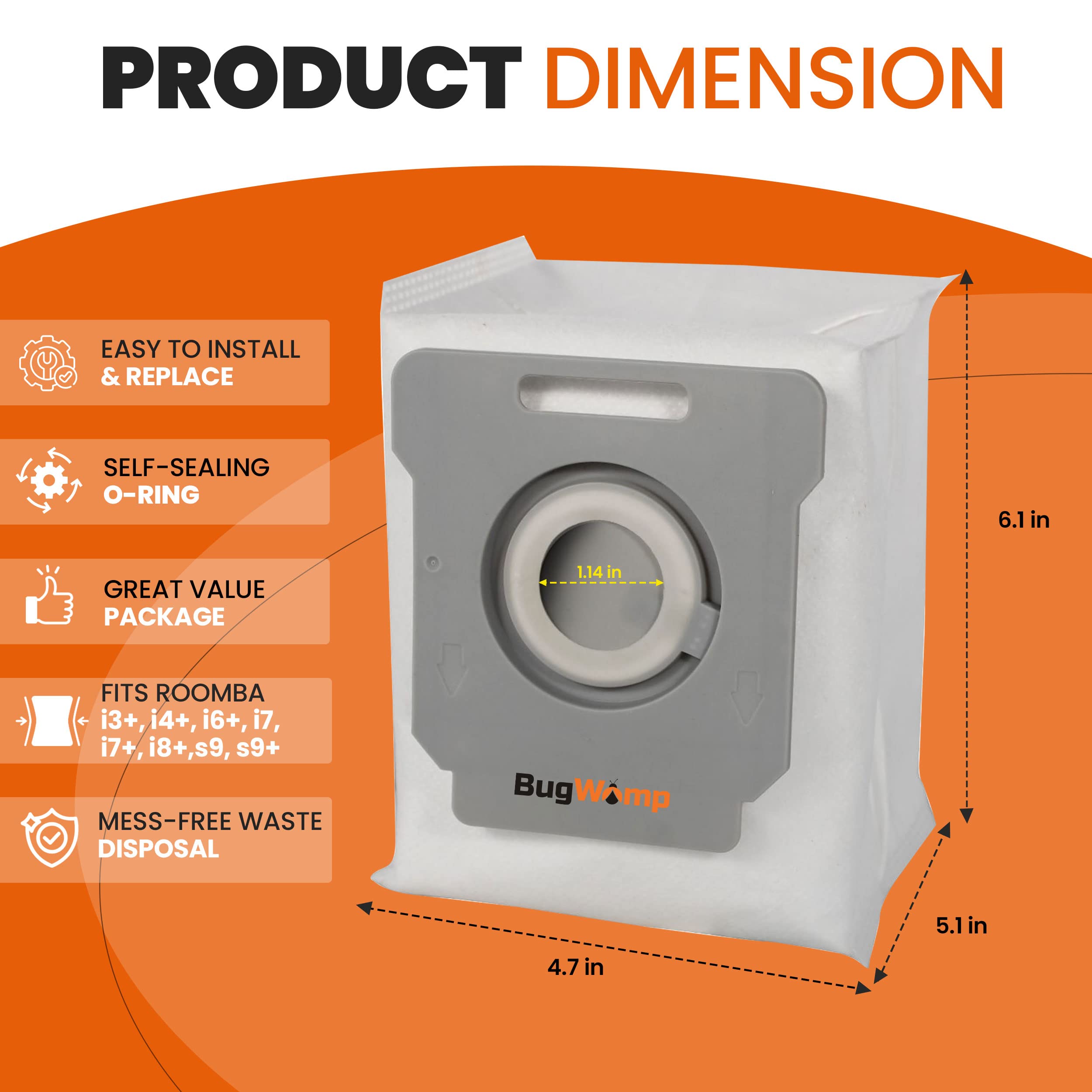 12 Pack Vacuum Replacement Bags | Effective Dust Filtration & Compatible with iRobot Vacuum Bags & Roomba Vacuum Bags I, S & J Series | Automatic Dirt Disposal Bags