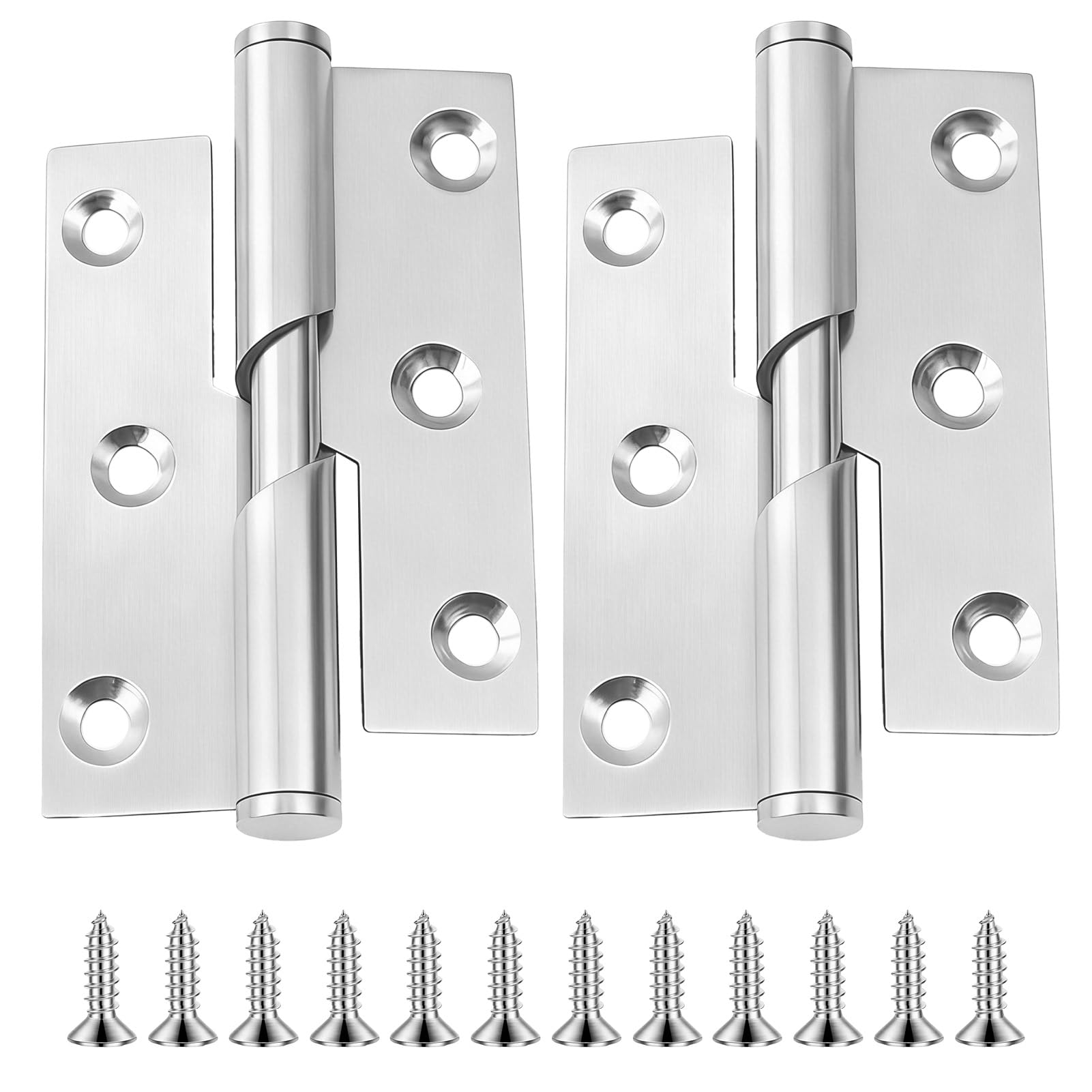 2Pcs Left Rising Butt Door Hinges 3"/75mm Lift Off Hinge with Screws