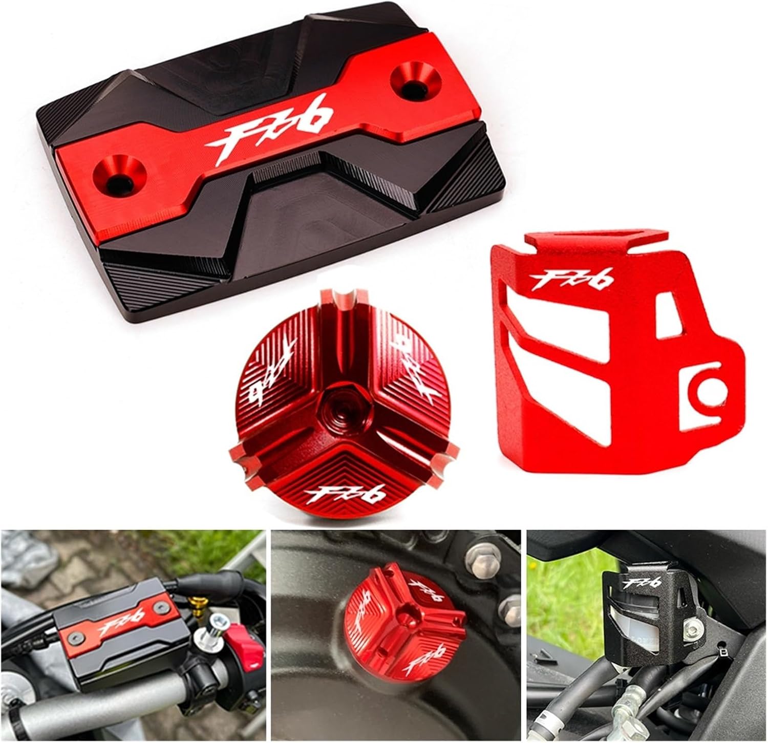 Compatible With FZ6 FZ-6 ZF6N FZ6R FZ6S Motorcycle Oil Filler Cap Front Brake Fluid Reservoir Cover Guard Protector(1Set-Gold Not 07-09)