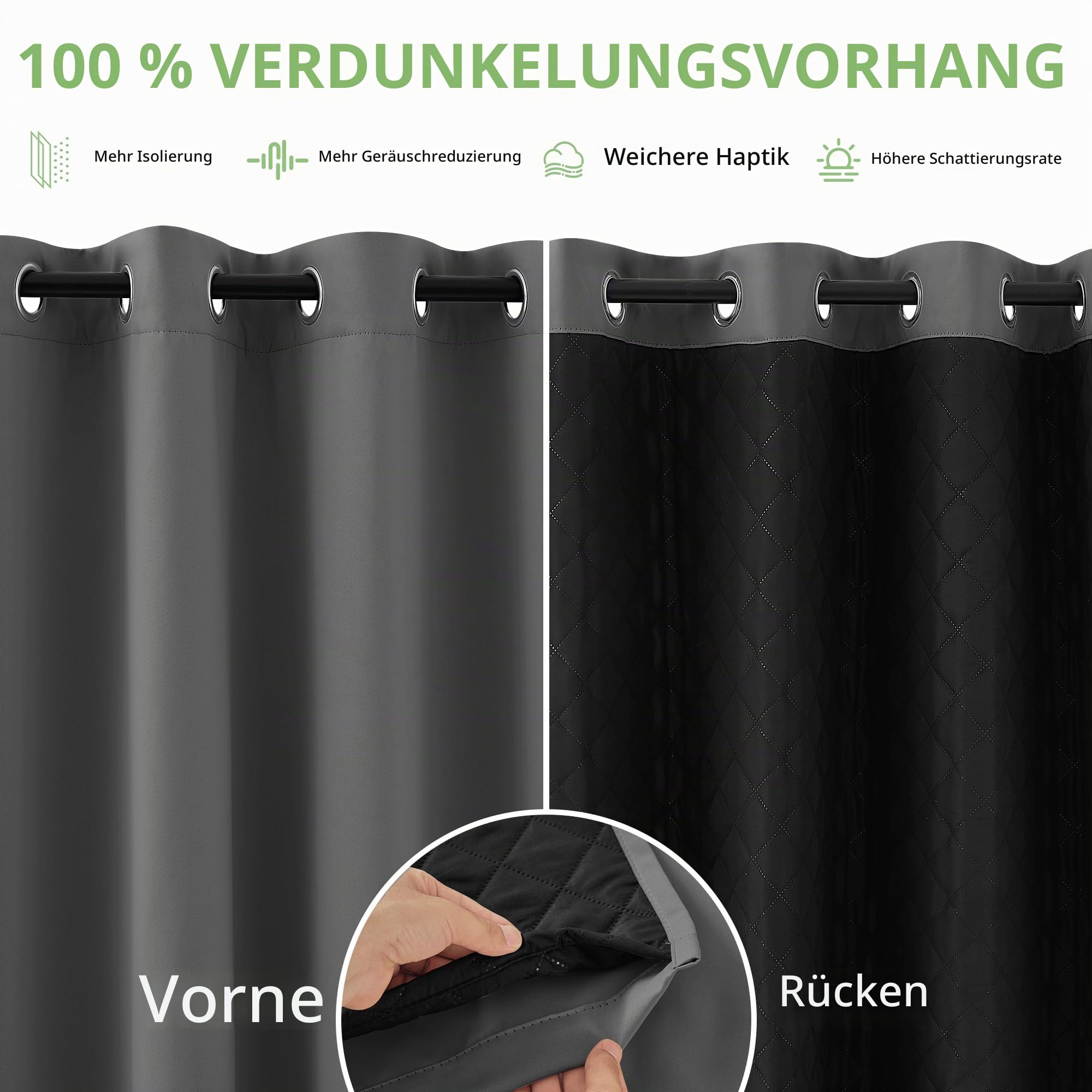 KGORGE Thermo Türvorhang Kälteschutz Doppellagig Wärmeschutzvorhang Raumteiler Vorhang 100% Blickdicht Ösen Gardine Grau 1 Stück H 240 x B 132 cm Türgardine Winddicht (460g/m²)