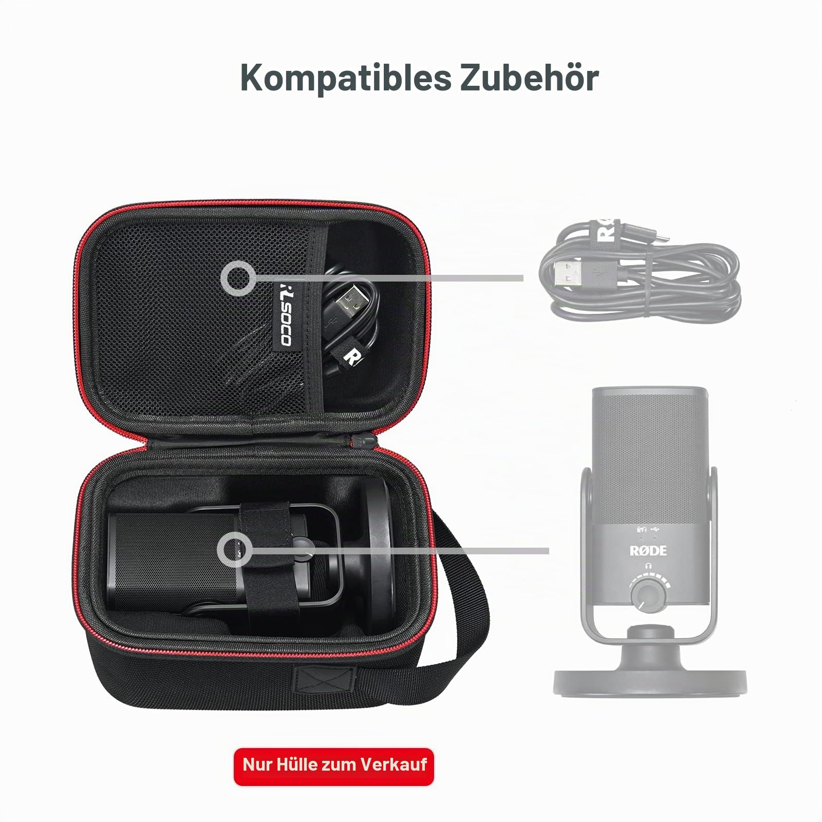 RLSOCO Tasche für RØDE NT-USB Mini vielseitiges USB-Studio-Kondensatormikrofon Koffer Hülle für RODE NT-USB Mini Kondensatormikrofon(Nur Tasche)