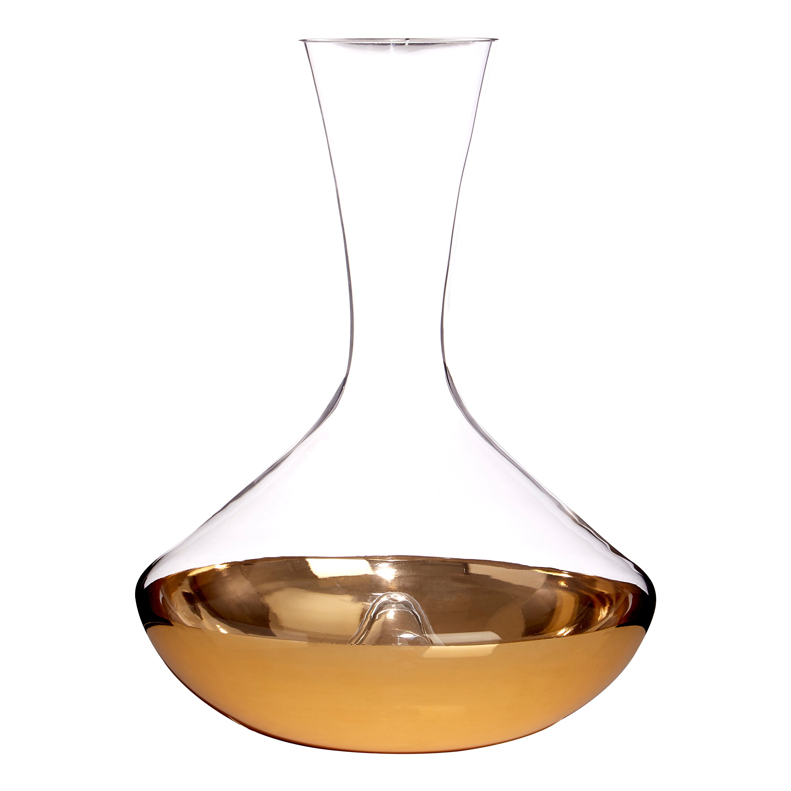 Handcrafted Glass Carafe with Gold Dip - Slender Neck Water Carafe - Premier Housewares