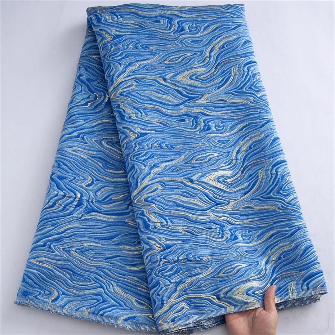 Tul de poliéster de primera calidad, Tela de encaje brocado africano, tul nigeriano Multicolor, 5 yardas for costura vestidos fiesta for mujer(5brocade Lace)