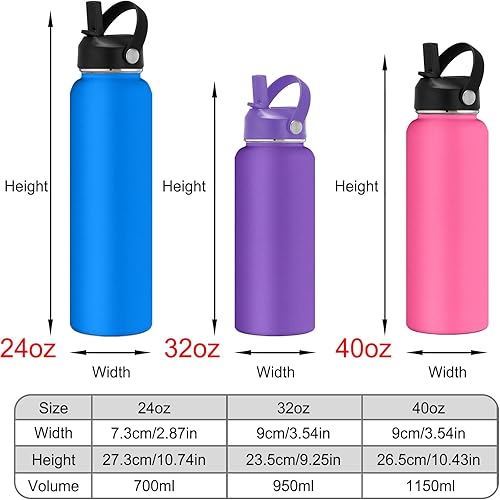 Miniatura 4 de Botellas de agua personalizadas de 24 onzas con nombre grabado, tapa de pajilla, acero inoxidable con aislamiento personalizado, asa de taza