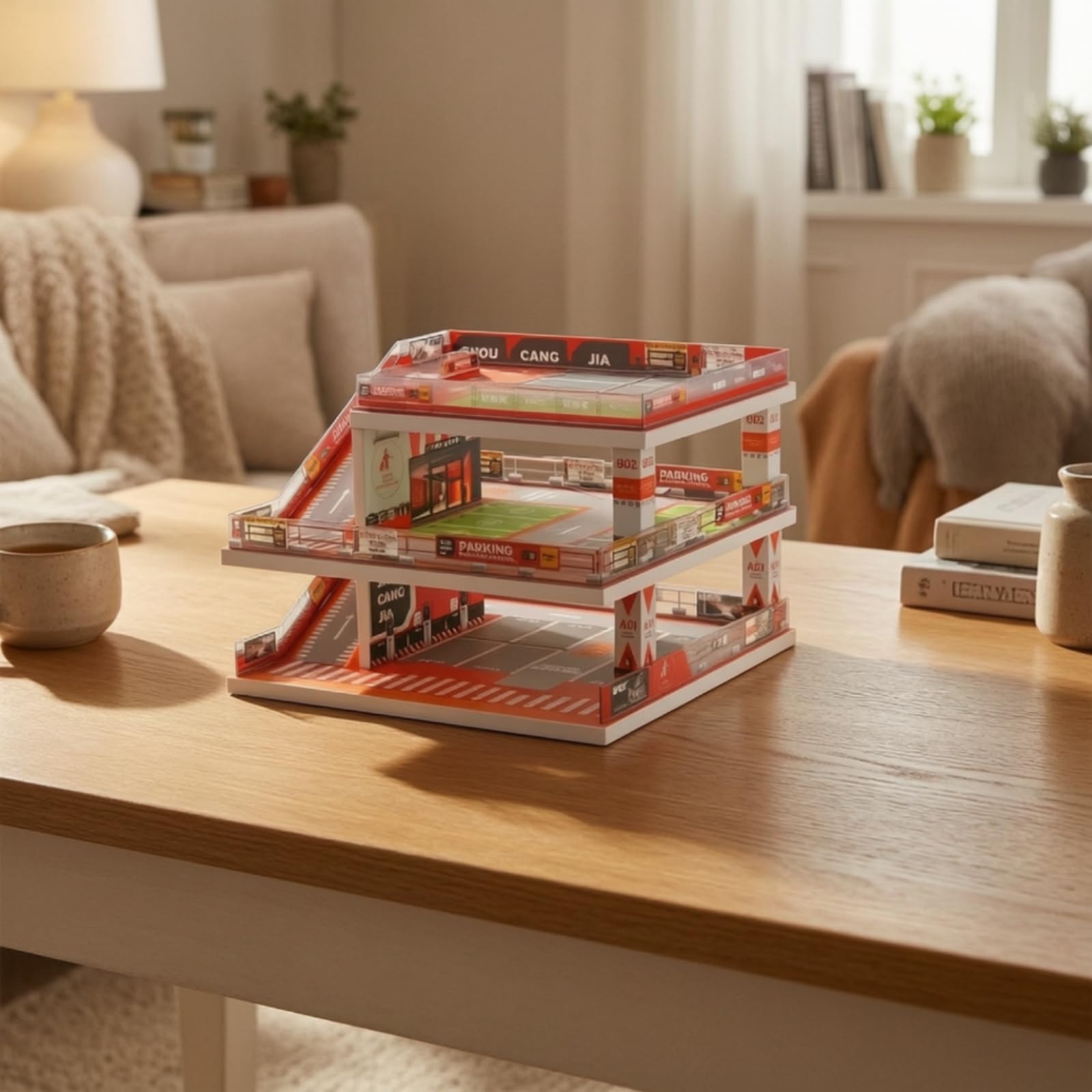 Garage in Miniatura 1 64 Parcheggio Diorama Espositore con Struttura a Tre Livelli con Rampa E Base Stratificata in Plastica