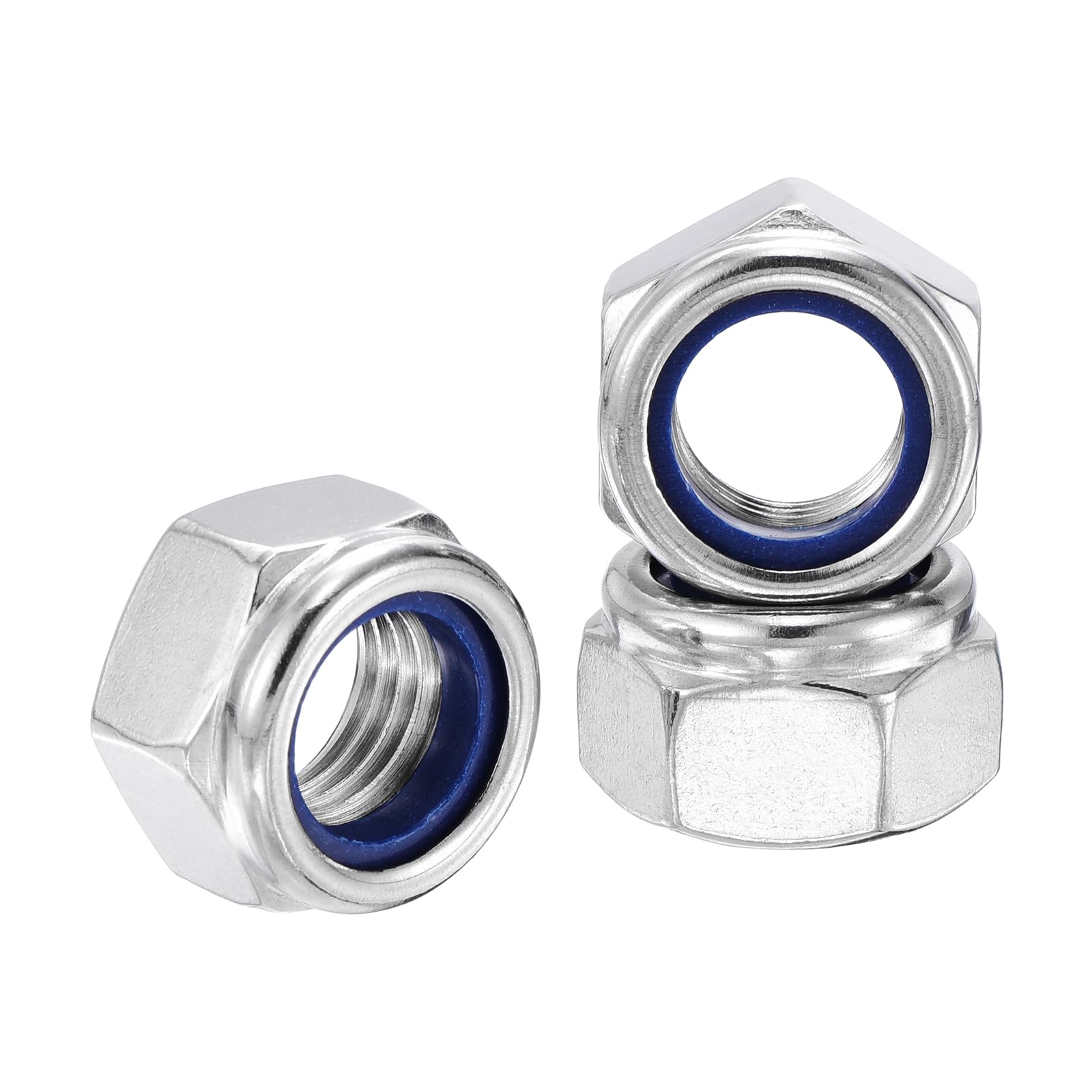 Kozelo 10Pcs Nylon Locking Hex Nuts - [M16-2], 304 Stainless Steel Hardware Nuts, Silver, for Automotive, Aerospace, Industrial Applications Use