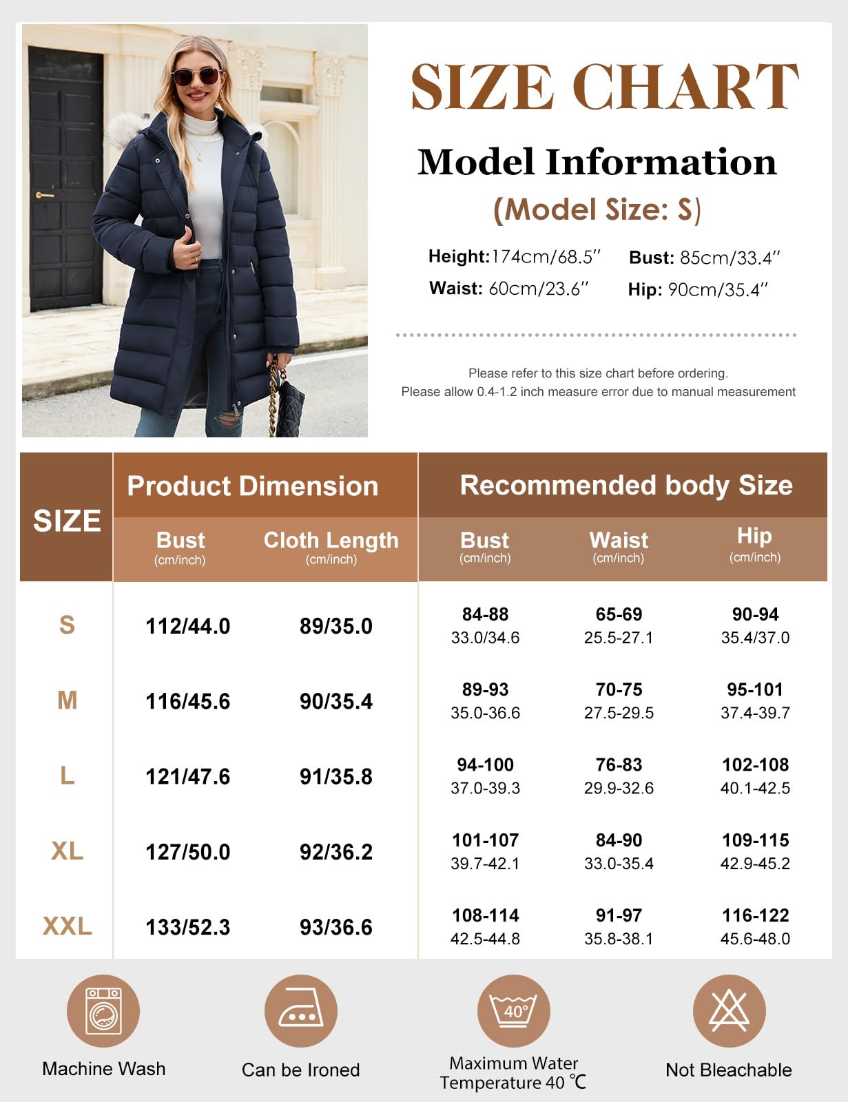 Yuson Girl Cappotto Donna Invernale Lungo Giubbotto Elegante Invernali Cappuccio Forti Antivento Piumino Giubbotti Imbottito Calda Parka Coat Pesante Vento Giacca con Zip Tasche