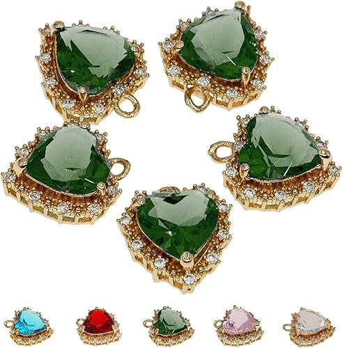 ZeaLian Abalorios de corazĂłn de cristal de aleaciĂłn chapada en oro para hacer joyas, pulseras, collares, aretes, colgantes, suministros de ZeaLian Abalorios de corazĂłn de cristal de aleaciĂłn chapada en oro para hacer joyas, pulseras, collares, aretes, colgantes, suministros de