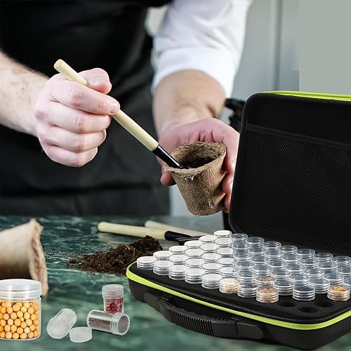 Miniatura 7 de Caja de almacenamiento organizadora de semillas de 42 ranuras, organizador de paquetes de semillas con 2 tamaños de botellas de almacenamiento de 1