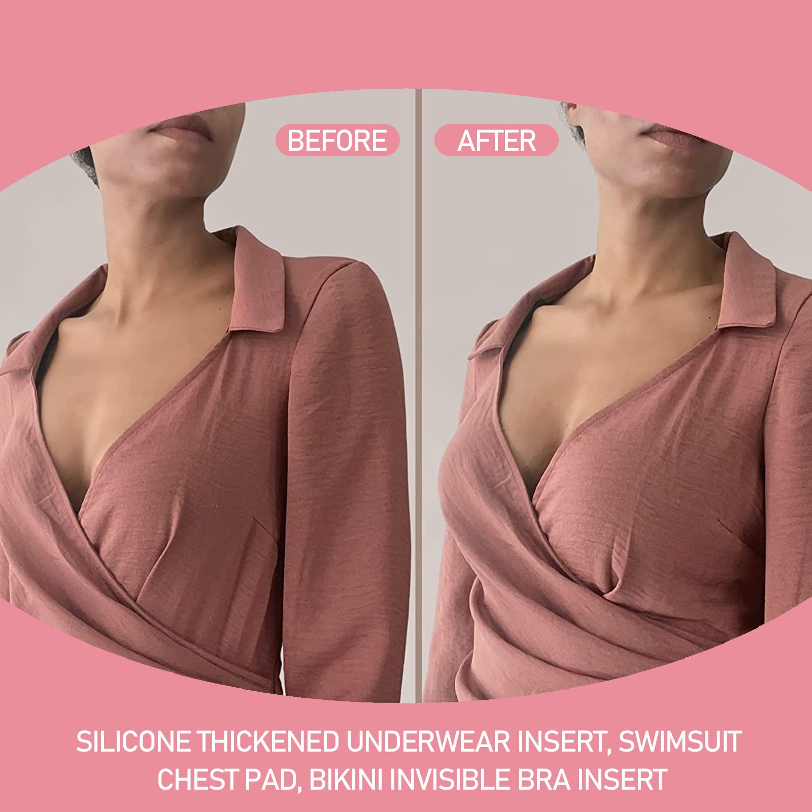 1 Paio di Inserti per Reggiseno in Morbido Silicone, Inserti per Reggiseno in Silicone, Trasparenti a Forma di v per Reggiseno, Impermeabili, Push-Up, per Costume da Bagno Bikini