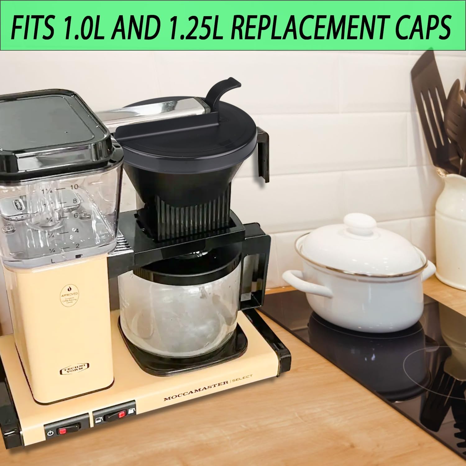 2 Pieces Brew Basket Lid for Technivorm Moccamaster 13114, Compatible with Moccamaster coffee machine brew baskets (Plastic, Black)
