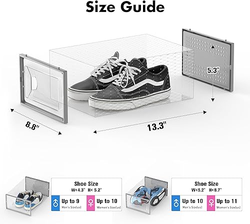 Miniatura 2 de Caja de almacenamiento de zapatos, paquete de 15 organizadores apilables de plástico transparente para armario, contenedores de zapatos de diseño