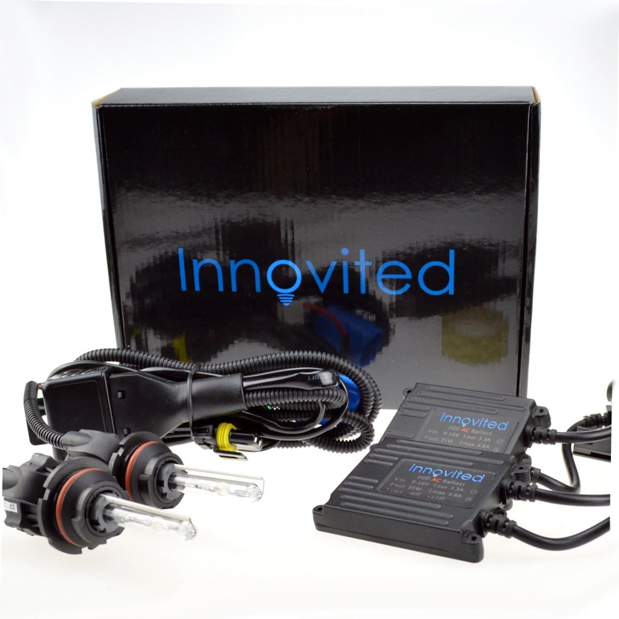 Innovited 9007 9007 5000K Bi xenon HI/LO HID Xenon Bulbs with 35W BLKCO Slim Digital Ballast Bundle (Bright Daylight)