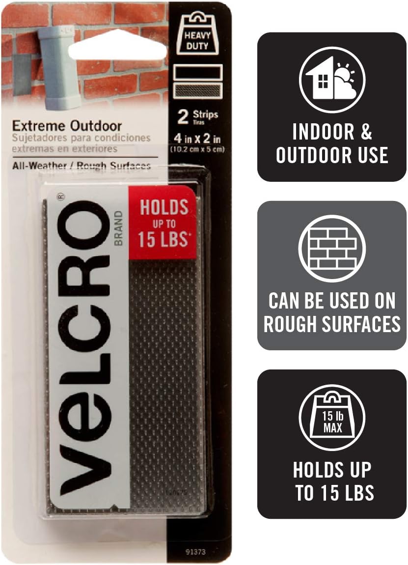 Black Friday 🔥 VELCRO Brand Industrial Strength Fasteners | Extreme Outdoor Weather Conditions | Professional Grade Heavy Duty Strength Holds up to 15 lbs on Rough Surfaces | 4 x 2 inch strips, 2 Sets, Titanium Best Cyber Deals 🔥 VELCRO Brand Industrial Strength Fasteners | Extreme Outdoor Weather Conditions | Professional Grade Heavy Duty Strength Holds up to 15 lbs on Rough Surfaces | 4 x 2 inch strips, 2 Sets, Titanium