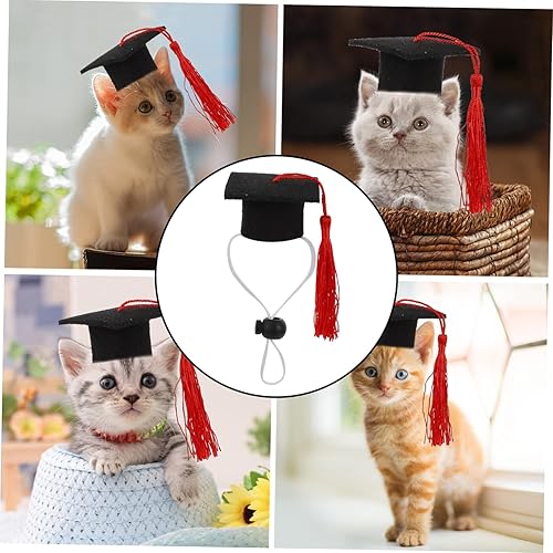 Vista 6 de POPETPOP 4 piezas de sombrero de médico para mascotas, gorra de graduación para perros, gorra de graduación en miniatura, accesorios de gorra