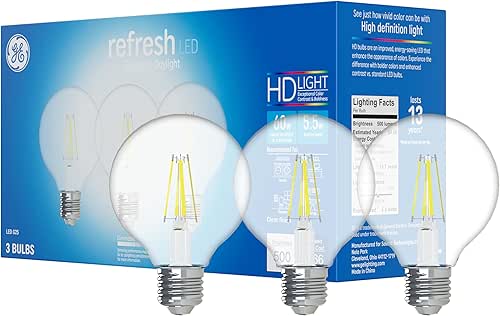 GE Refresh LED Light Bulbs, 60 Watt, Daylight, G25 Globe