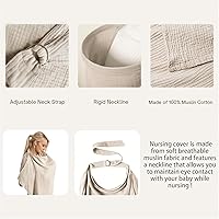 Vista 3 de Cubierta de muselina de algodón para lactancia materna, transpirable y suave, cubierta de lactancia materna con cuello de arco para mamá y bebé