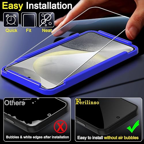 Miniatura 6 de Ferilinso Paquete de 4 protectores de pantalla para Samsung Galaxy S24 Plus con 4 protectores de lente de cámara de vidrio templado para fundas de