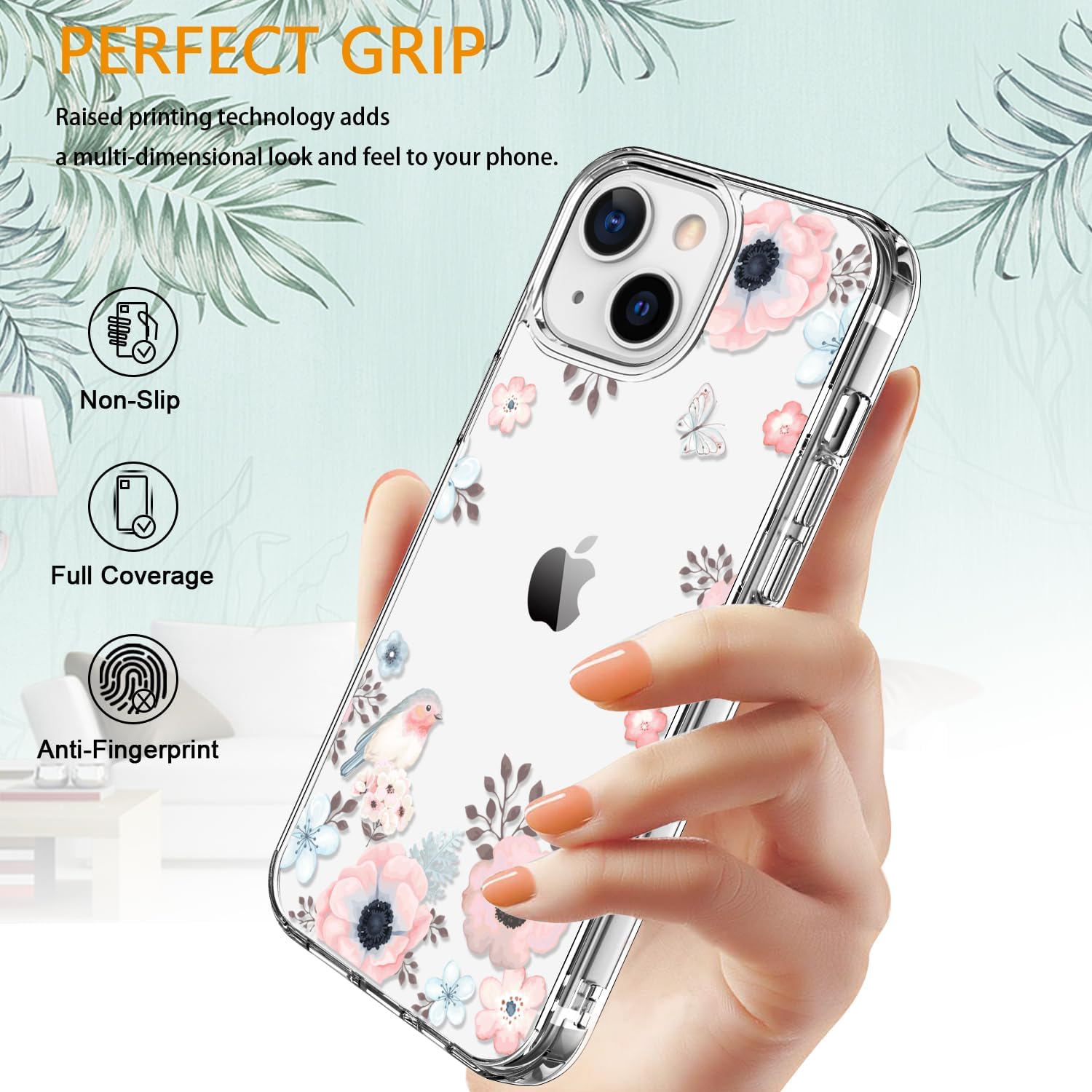LUHOURI For IPhone 15 Pro Case With Screen Protector - Crystal Acrylic Clear - Fashionable Pattern Design - Wireless Charging - Slim Fit Protective Phone Cover For Women Girls,Colorful Succulents