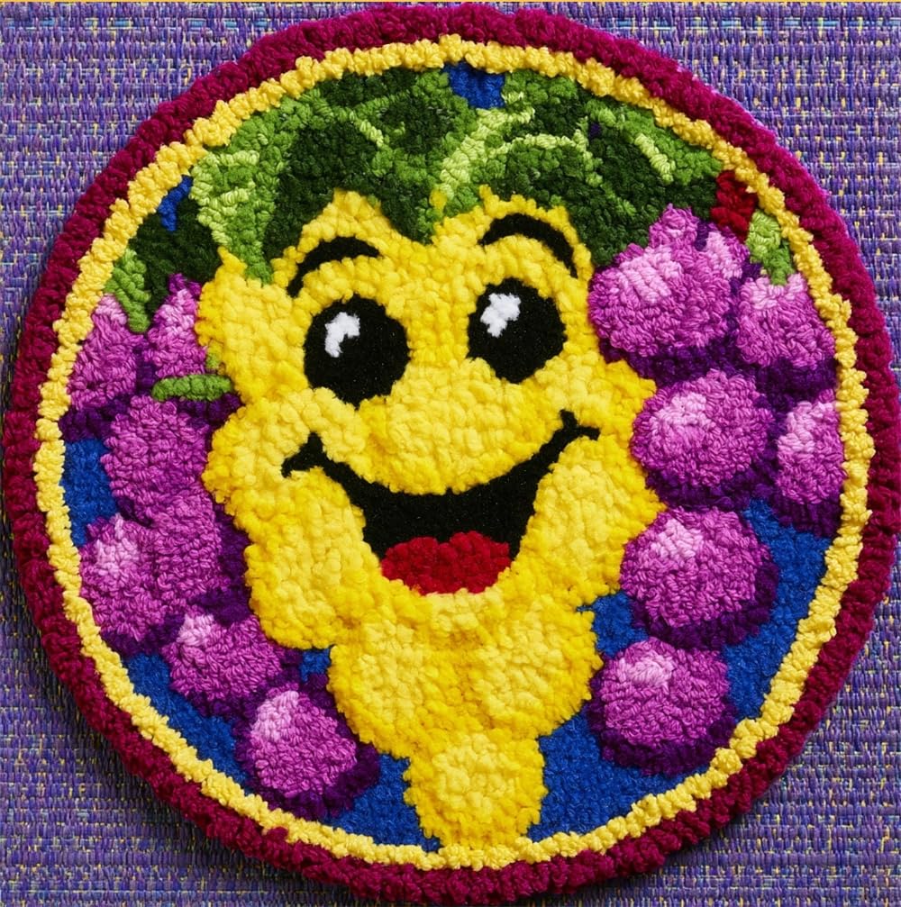 kitphoenix Round DIY Rug Kit Smiling Grapes