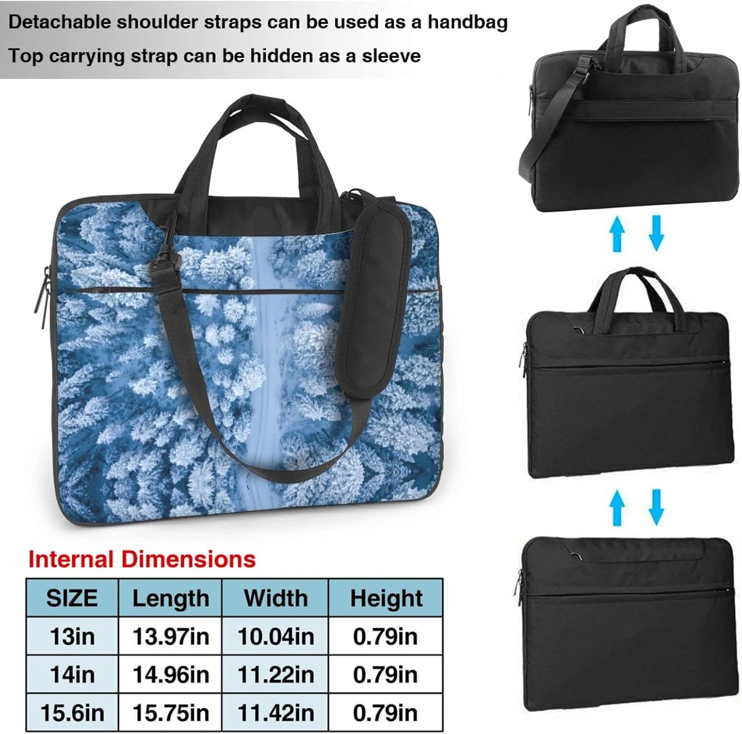 Winter Background Printed Laptop Bag Tote Shoulder Briefcase Messenger Bag For Unisex Business Office Work Bag
