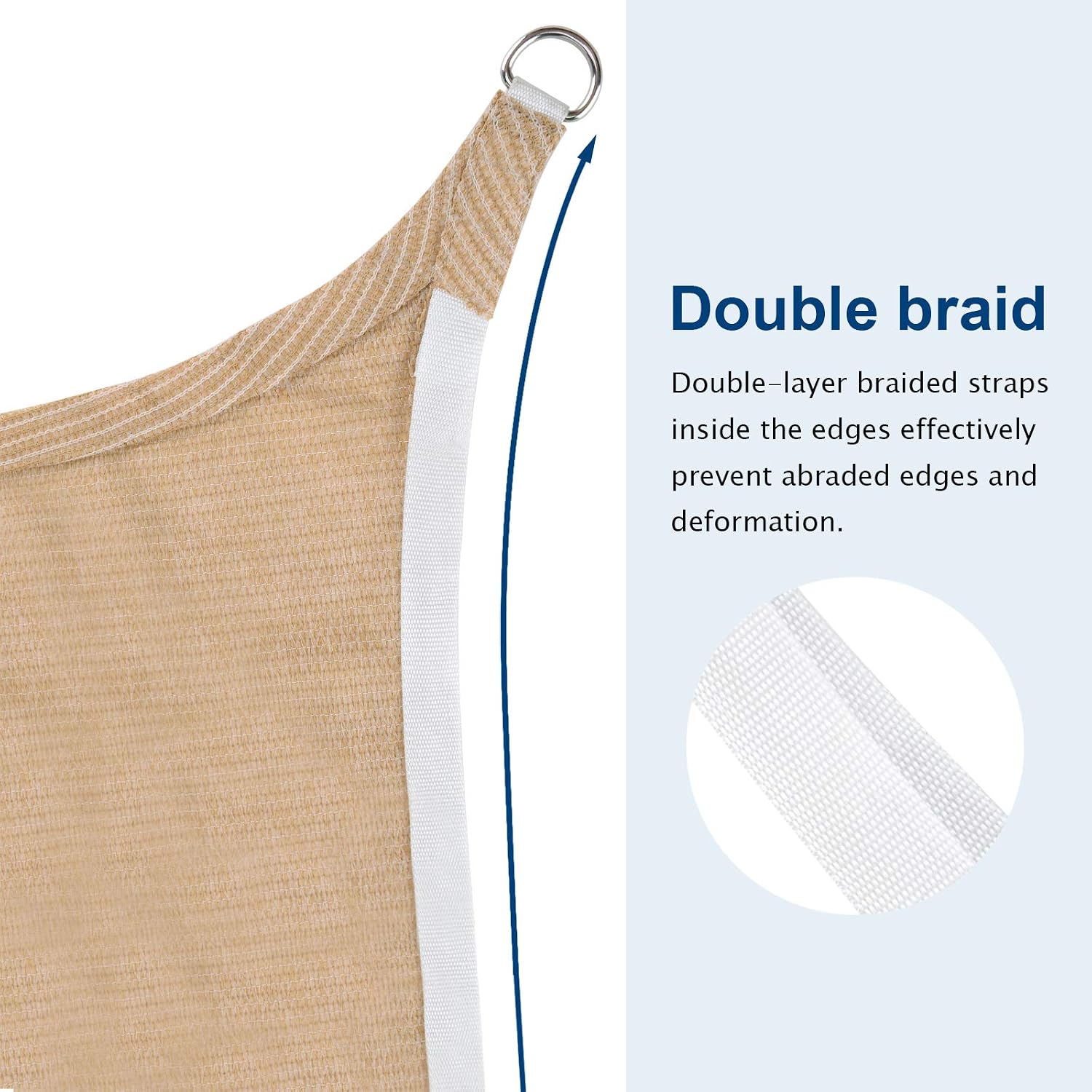 ROYAMY 16' x 16' Sun Shade Sail Rectangle, UV Block Sun Shades Canopy for Patios, Beige