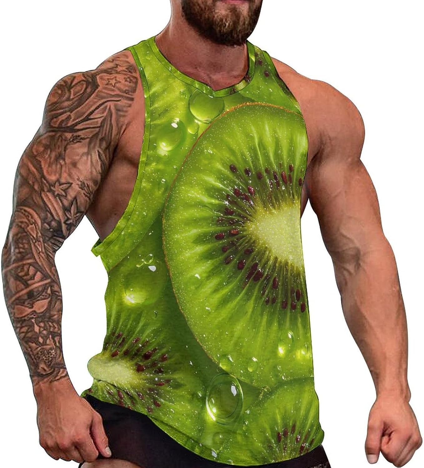 Kiwi Print Men Tank Top Workout Shirt Muscle T Shirt 5XL