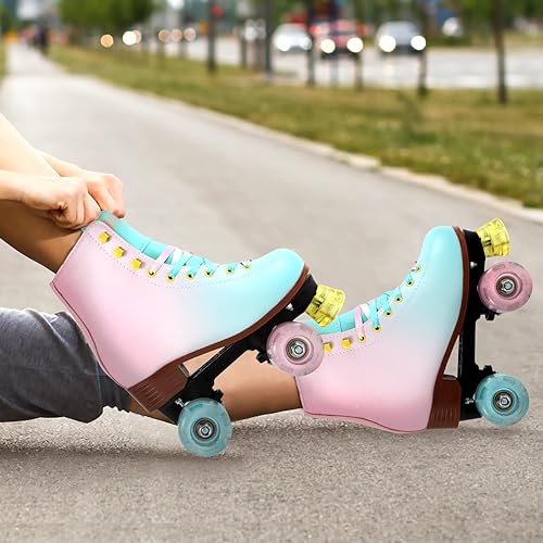 Miniatura 2 de LIKU Patines cuádruples para niñas y mujeres con todas las ruedas iluminadas, para interiores y exteriores, divertidos patines iluminadores para
