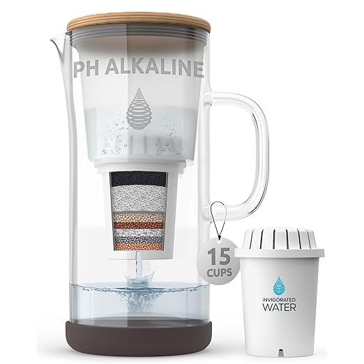 Invigorated Water pH Restore Glass Alkaline Water Pitcher - Long