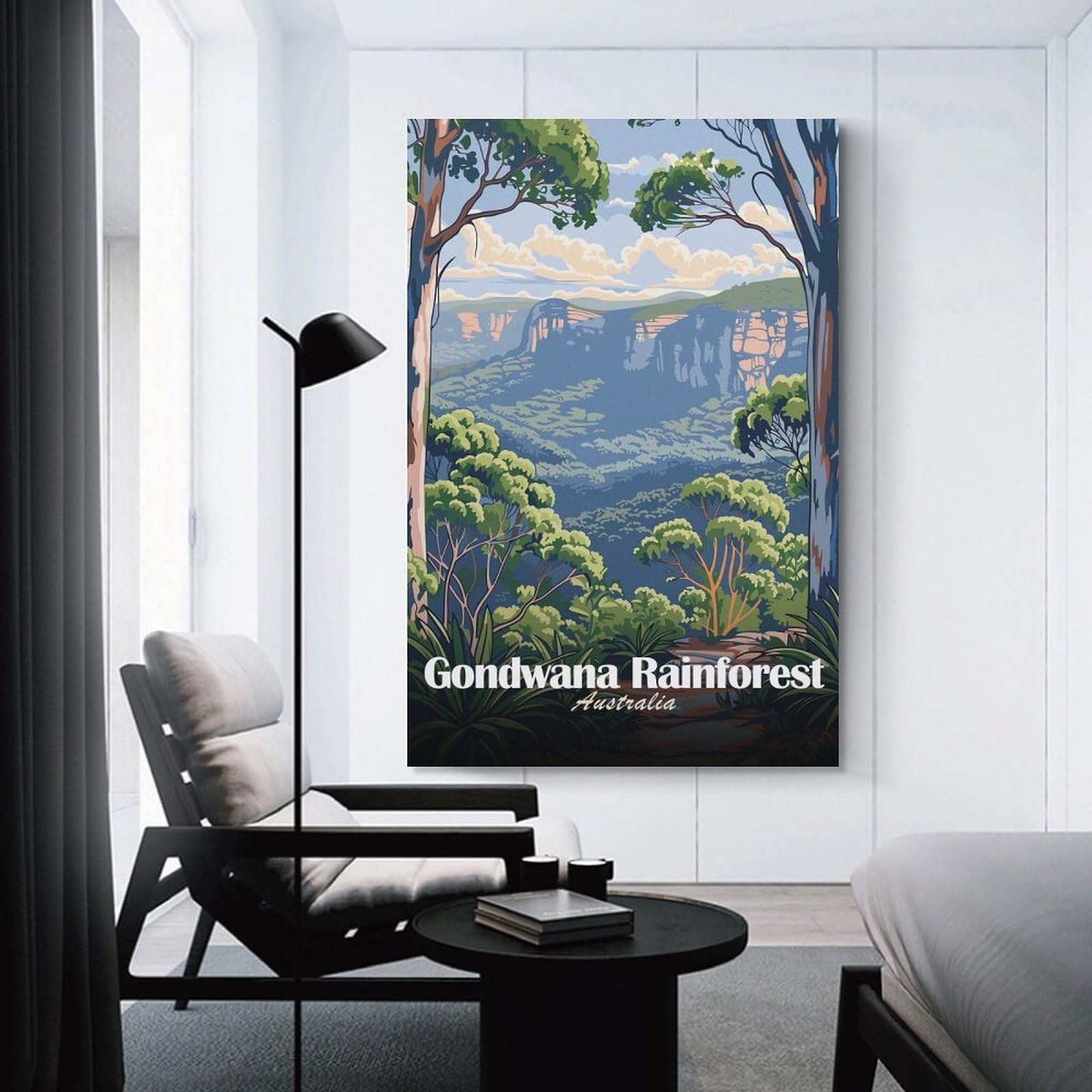Junmoney Canvas Wall Art Gondwana Rainforest Australia Landscape Art, 20x30inch(50x75cm), for Lounge Decor, Bedroom Walls Or Flats, A Home Accent with Warm Character