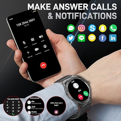 Vista 4 de Military Smart Watch for Men Answer/Make Call 1.43” AMOLED Always On Display Rugged Smart Watch 400mAh Battery Fitness Tracker with Heart Rate Sleep