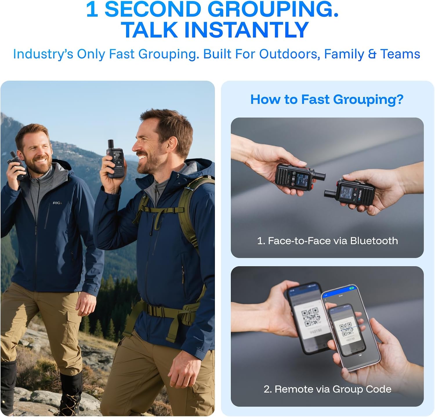 Enrere view of the Poclink POC-1 Lite radio with the battery cover removed, showing the SIM card slots and battery compartment.