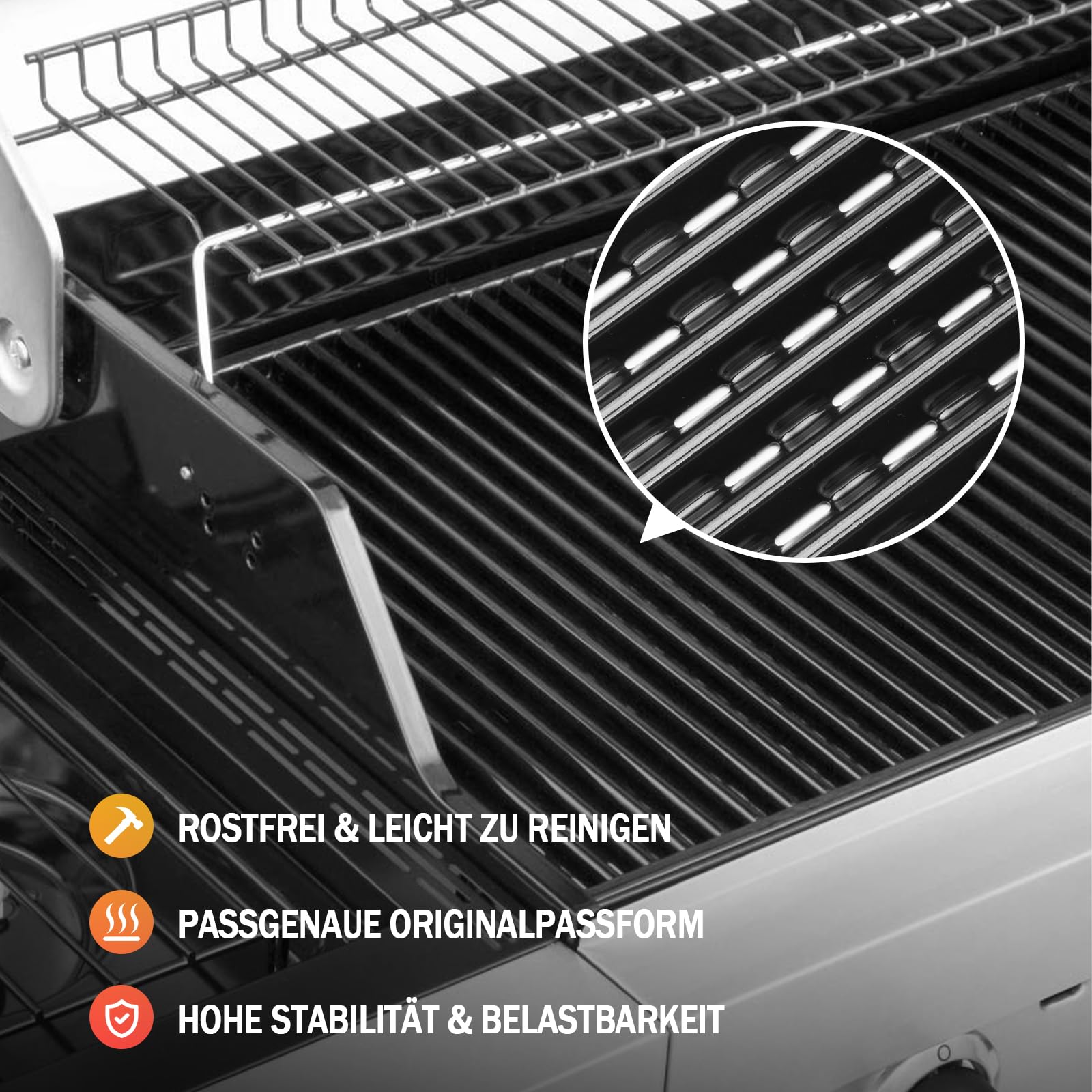 Charbroil Grillrost 43,2cm für Performance TRU Infrared 3 Brenner 450 Gasgrill, 3er Set Porzellan-Stahl Ersatzroste
