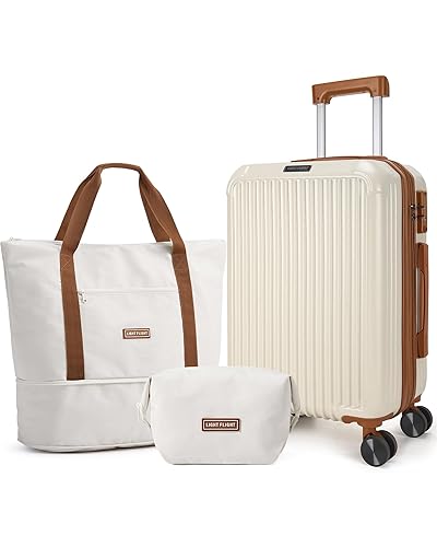 3-Piece Luggage Sets, Expandable Carry On Luggage 22x14x9 Airline Approved,