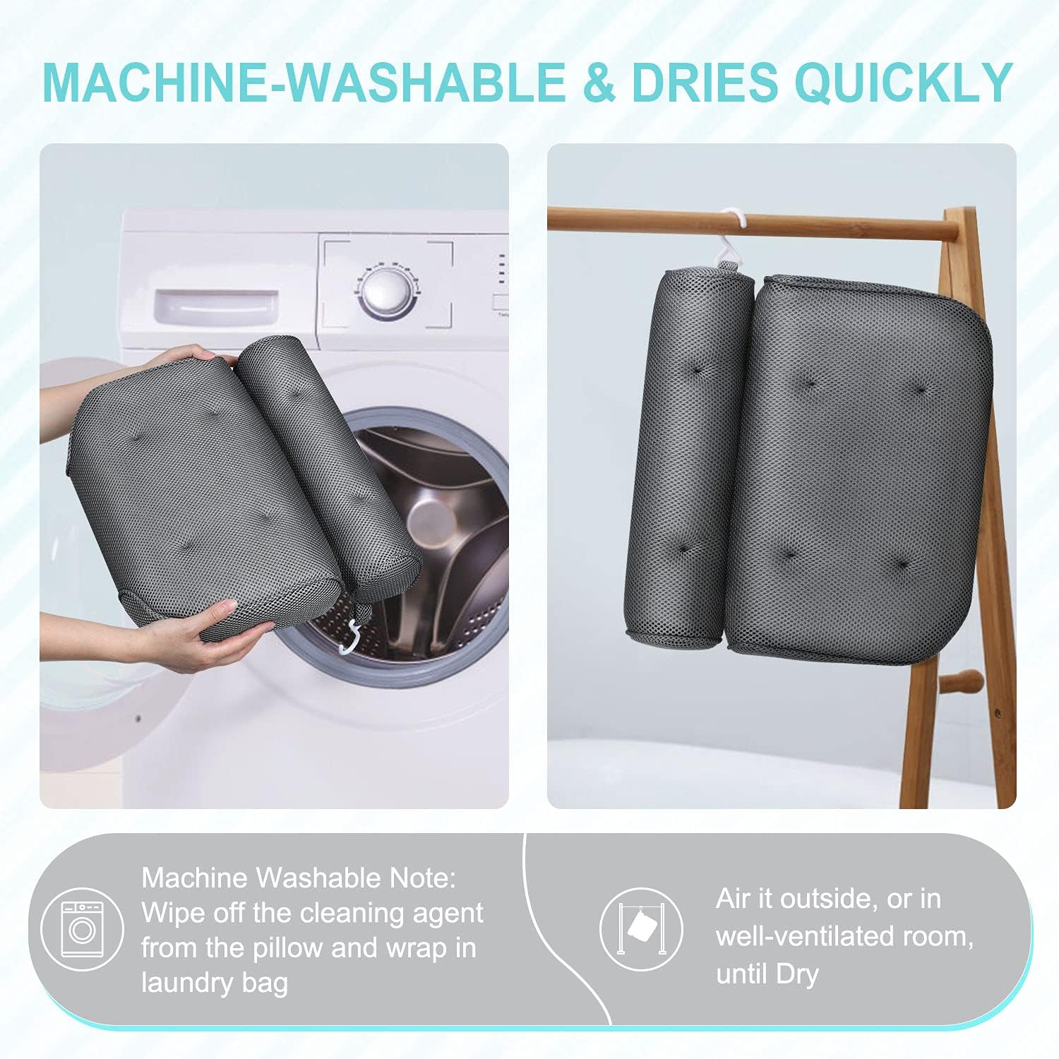 Bath Pillow, Amconsure Luxury Bath Pillow for Tub with 4D Air Mesh Technology and 6 Strong Suction Cups, Bathtub Spa Pillow for Neck, Head & Shoulders and Back Support, Fits all Bathtub and Home Spa : Beauty & Personal Care