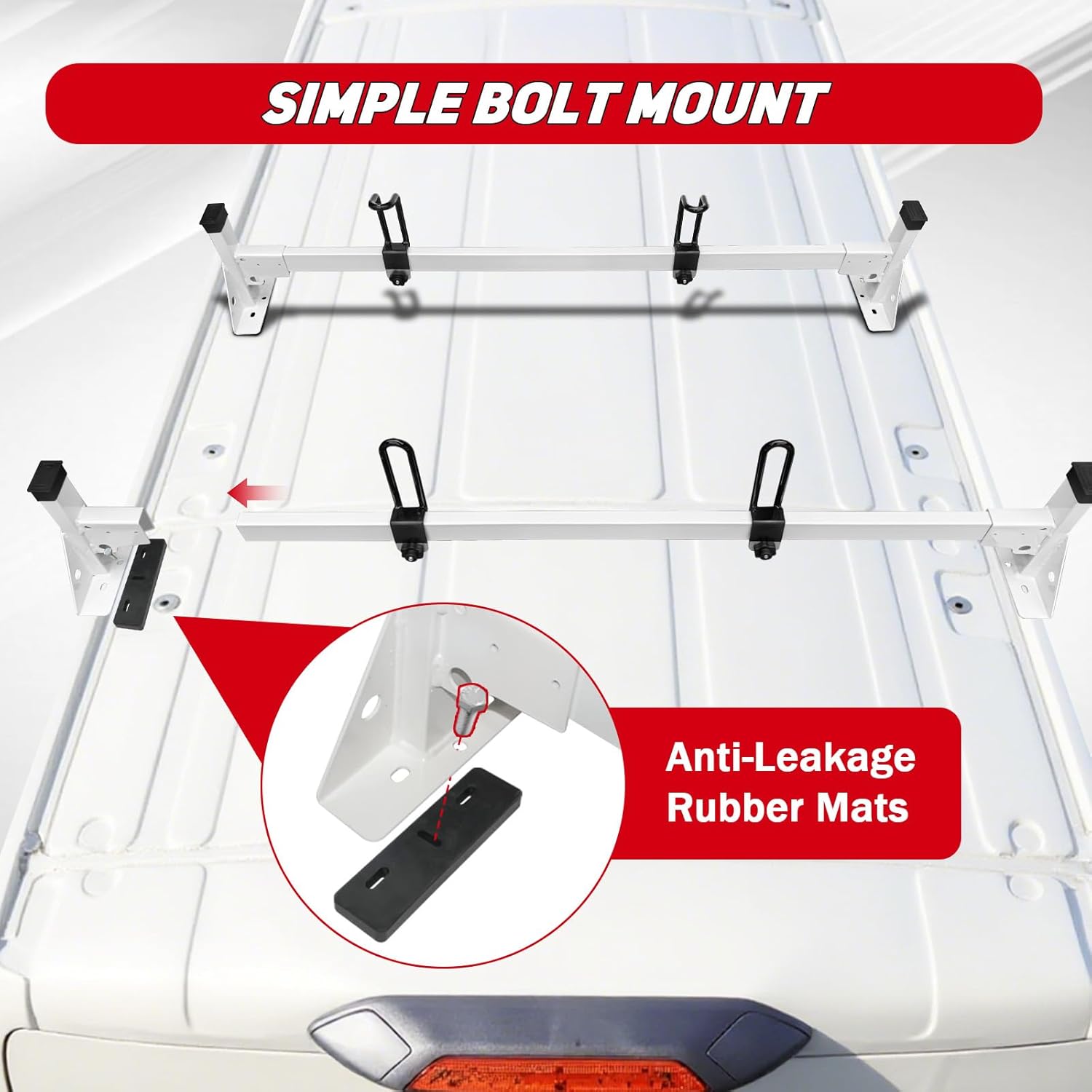 2 Pcs 54" Van Roof Ladder Rack Compatible with 2015-2024 Ford Transit 150 250 350, Luggage Cargo Van Crossbars Roof Rack Cross Bars