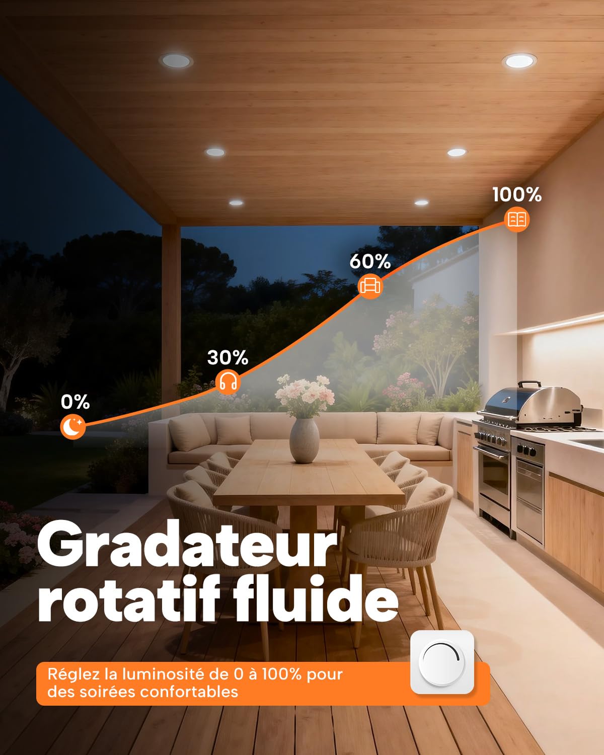 Tomosu Lot de 12 Spot LED Encastrable Dimmable, 5W 550LM Spot Salle de bain IP44 Spots Extra Plat, Spots LED Encastrable 68mm - 80mm Découpe pour Salon Cuisine Blanc Chaud Blanc Neutre Blanc Froid