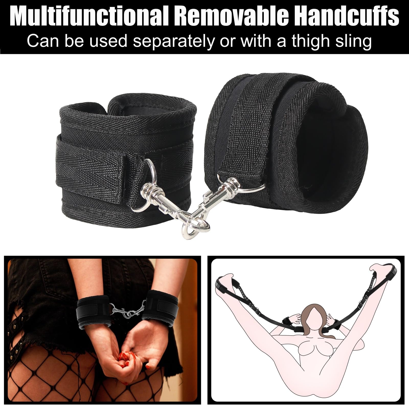 Kit Bondage En Cuir PU Pour Couples - Harnais, Menottes Et Sanglies Réglables - Neuf