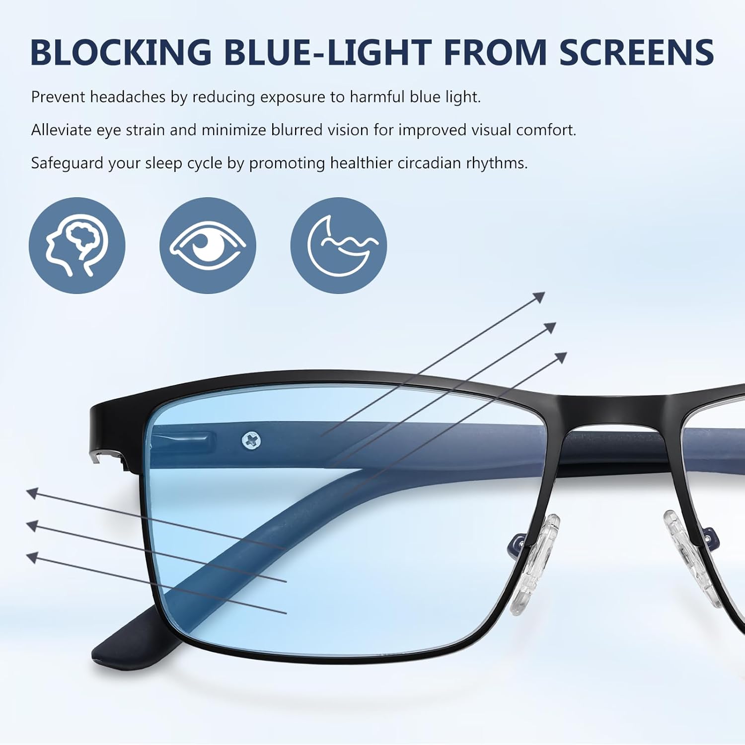 Nearsighted Metal Myopia Glasses Men, Blue Light Spring Hinge Shortsighted Distance Glasses - Image 5