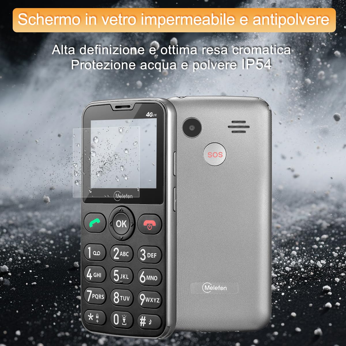 4G Telefono per anziani con tasti grandi,Cellulare senza contratto con volume alto,funzione di chiamata SOS e base di ricarica, cellulare adatto agli anziani(Nero)