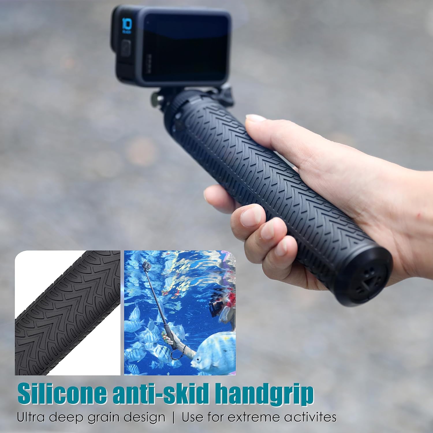 28inch Aluminum Extendable Selfie Stick Tripod for GoPro Hero 13 12 11 10 9 8 7 6 5 Max Fusion/DJI, 3 in 1 Tripod Stand for GoPro/Action Camera/iPhone, Vlog/Travel/Beach Vacation Essentials