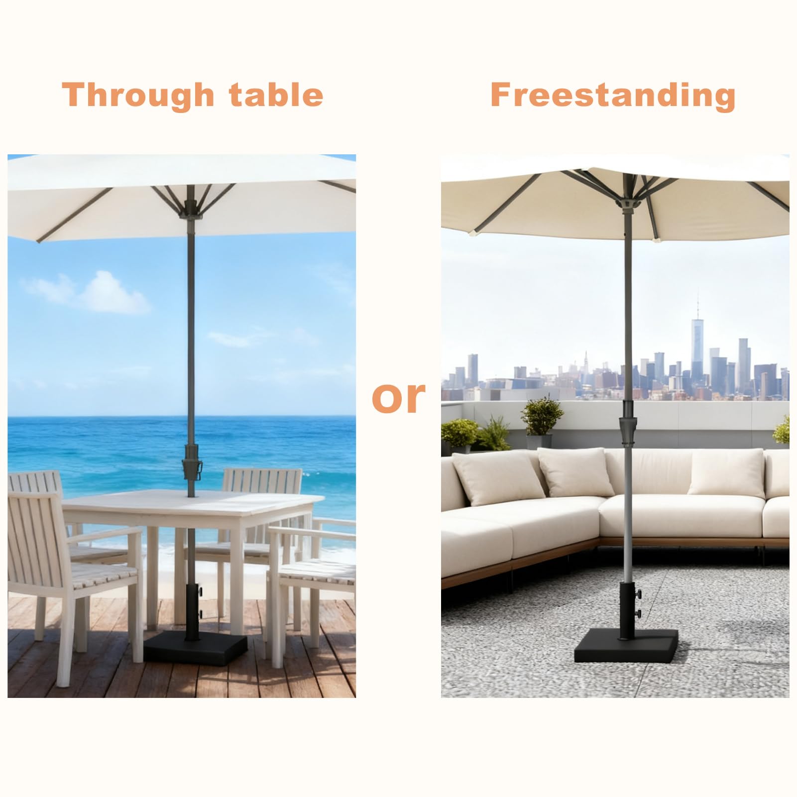 C-Hopetree 20 kg Heavy Duty Patio Garden Parasol Base Stand for Outdoor Market Table Umbrella Square, Black - Image 6