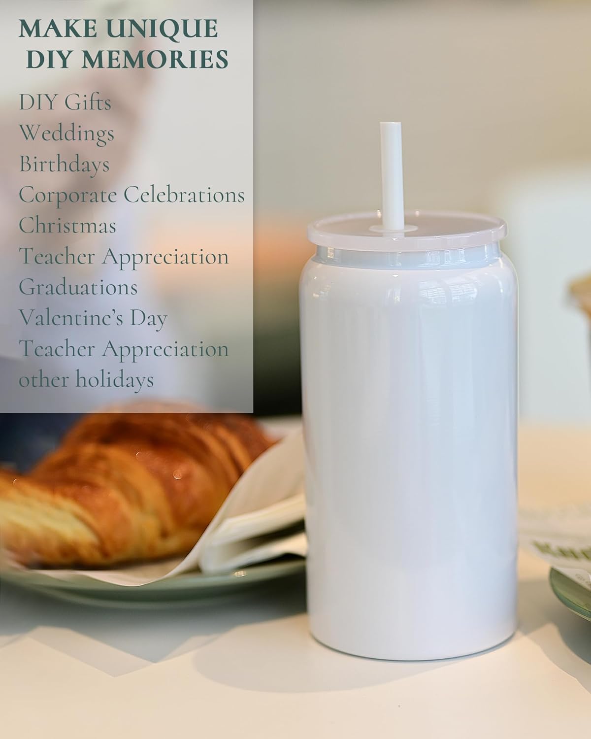 6 Pack Glass Cups with Lids and Straws, 16oz Stainless Steel Sublimation Tumbler, Beer and Iced Coffee Cups, Smoothie Cup for Whiskey, Soda, Tea, Water - Image 7